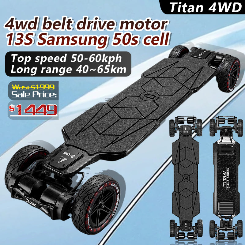 Titan 4WD Electric Skateboard (Up to 65km range) Boneeboard