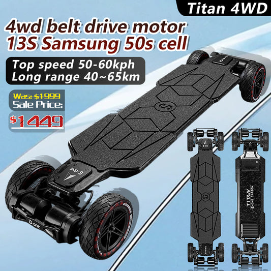 Titan 4WD Electric Skateboard (Up to 65km range) Boneeboard
