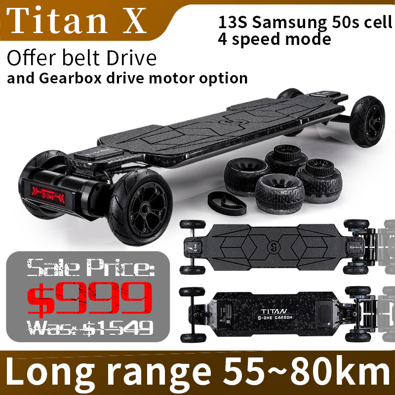 B-ONE TITAN X Carbon Electric Skateboard (Up to 80km range) Boneeboard